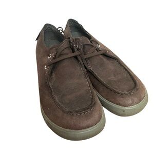 Keen Big Kids Brown Leather Lace Up Boat Shoes, US 5, EU 38